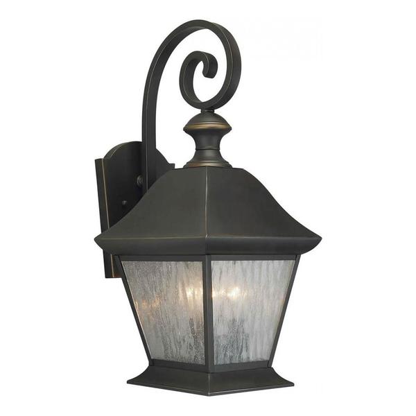 Forte Three Light Royal Bronze Clear Seeded Panels Glass Wall Lantern 1046-03-14